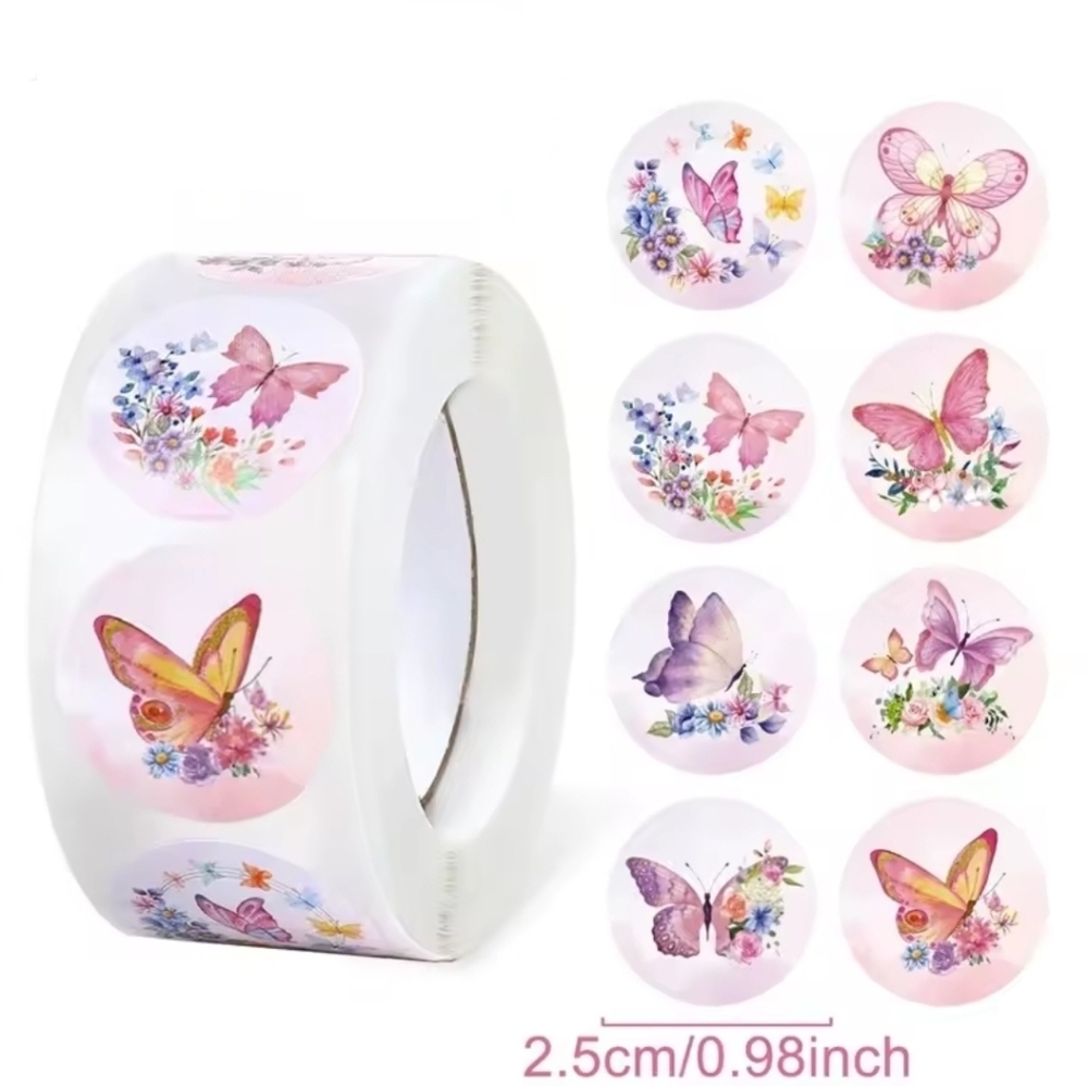Butterfly Stickers Roll - Pink and Purple